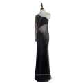 One Shoulder Bead Mermaid Design Black Sexy Designer High Quality Fast Shipping Transparent Long Evening Dress in China